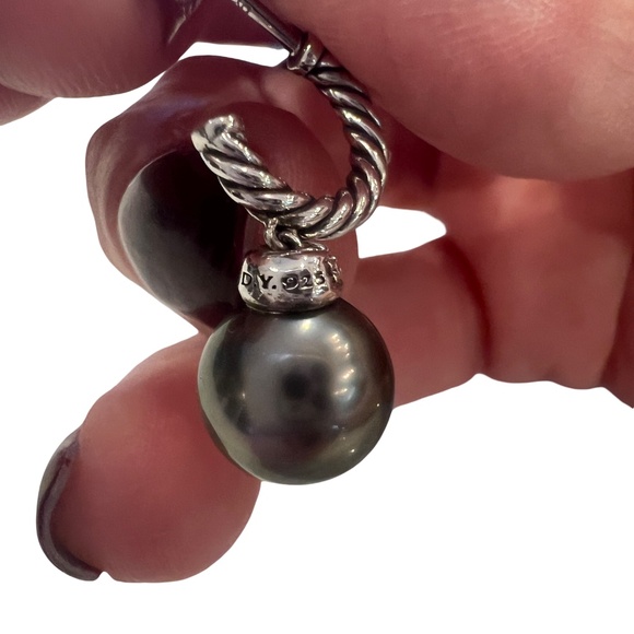 DAVID YURMAN Tahitian Pearl and Diamond Drop Earrings - Picture 7 of 7